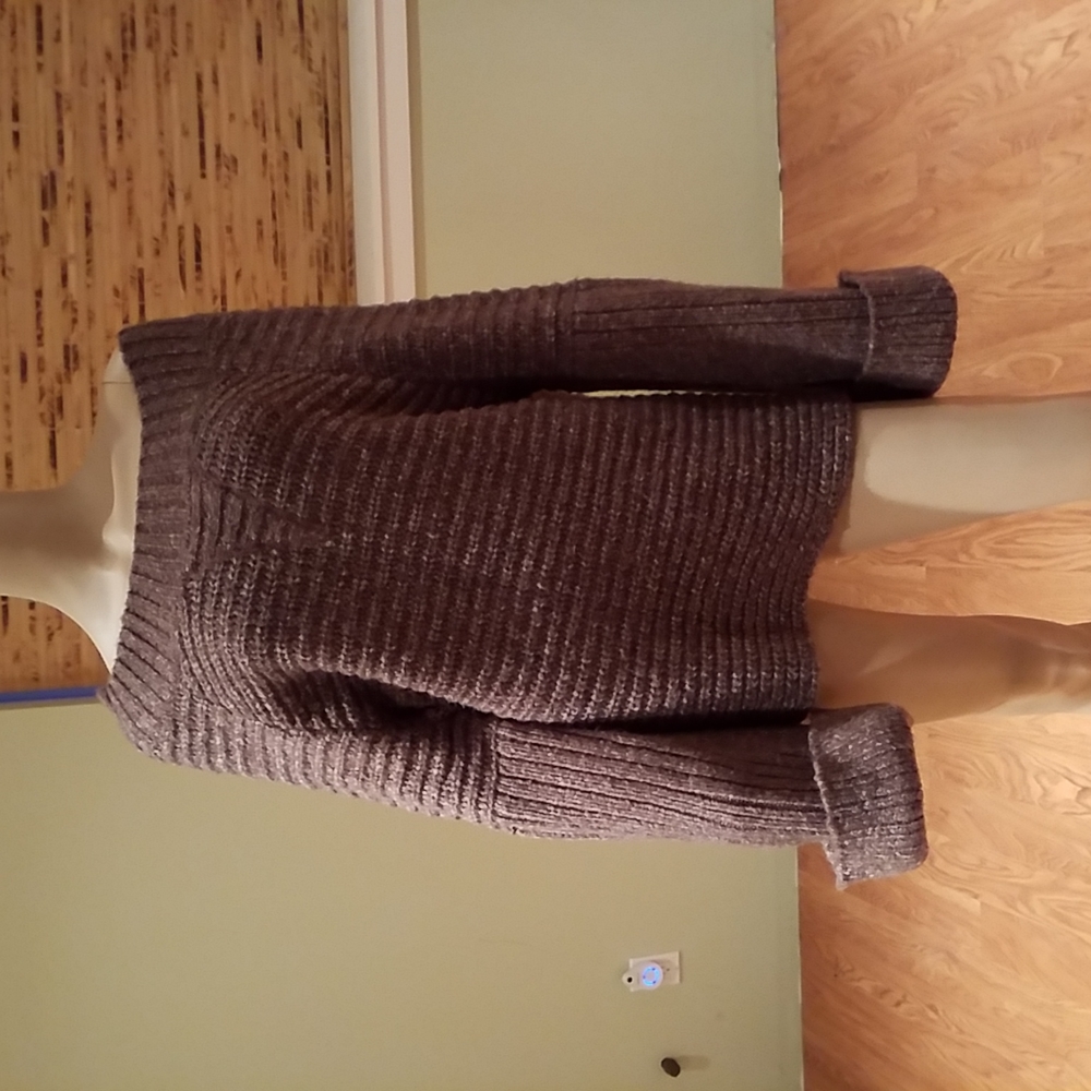 Hinge Brown And Cream Pullover Sweater With Cuffed Sleeves Size XL